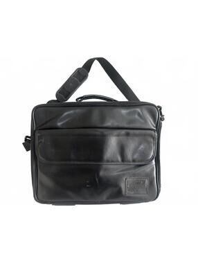 Vintage Office Gear C2 Black Faux Leather Laptop Briefcase Y2K Carrying Case